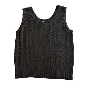 George Women's Green Cotton Cable Knit Tank Top | Vest